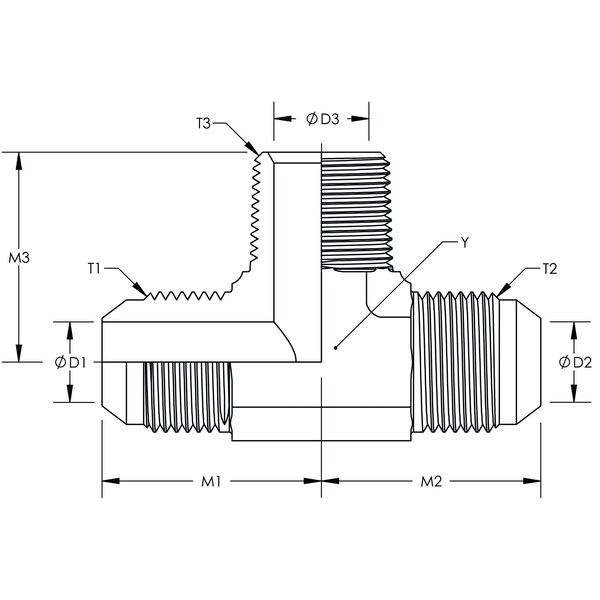 World Wide Fittings JIC to Male Pipe Branch Tee Stainless Steel 2601X04X04X04SS - main